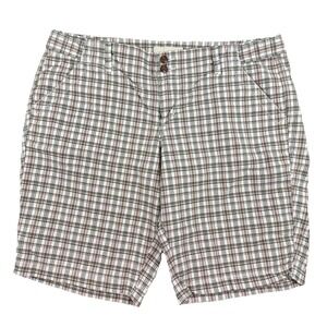 OLD NAVY Womens‎ bermuda cotton plaid 10.5" shorts pink/white/brown - SIZE 14